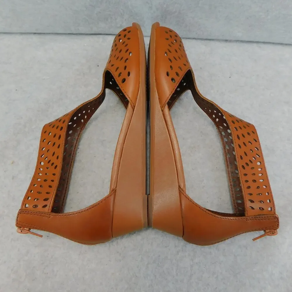 Clarks Women's Shoes Abigail Ruby Perforated Leather Dark Tan Sandal Size 8.5W - Picture 10 of 13